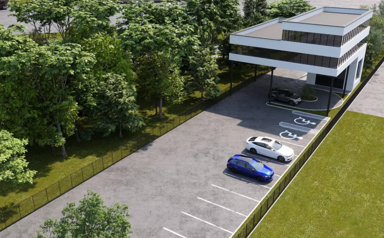 Holland Landing Commercial Centre render of side parking design and build by 6ix group
